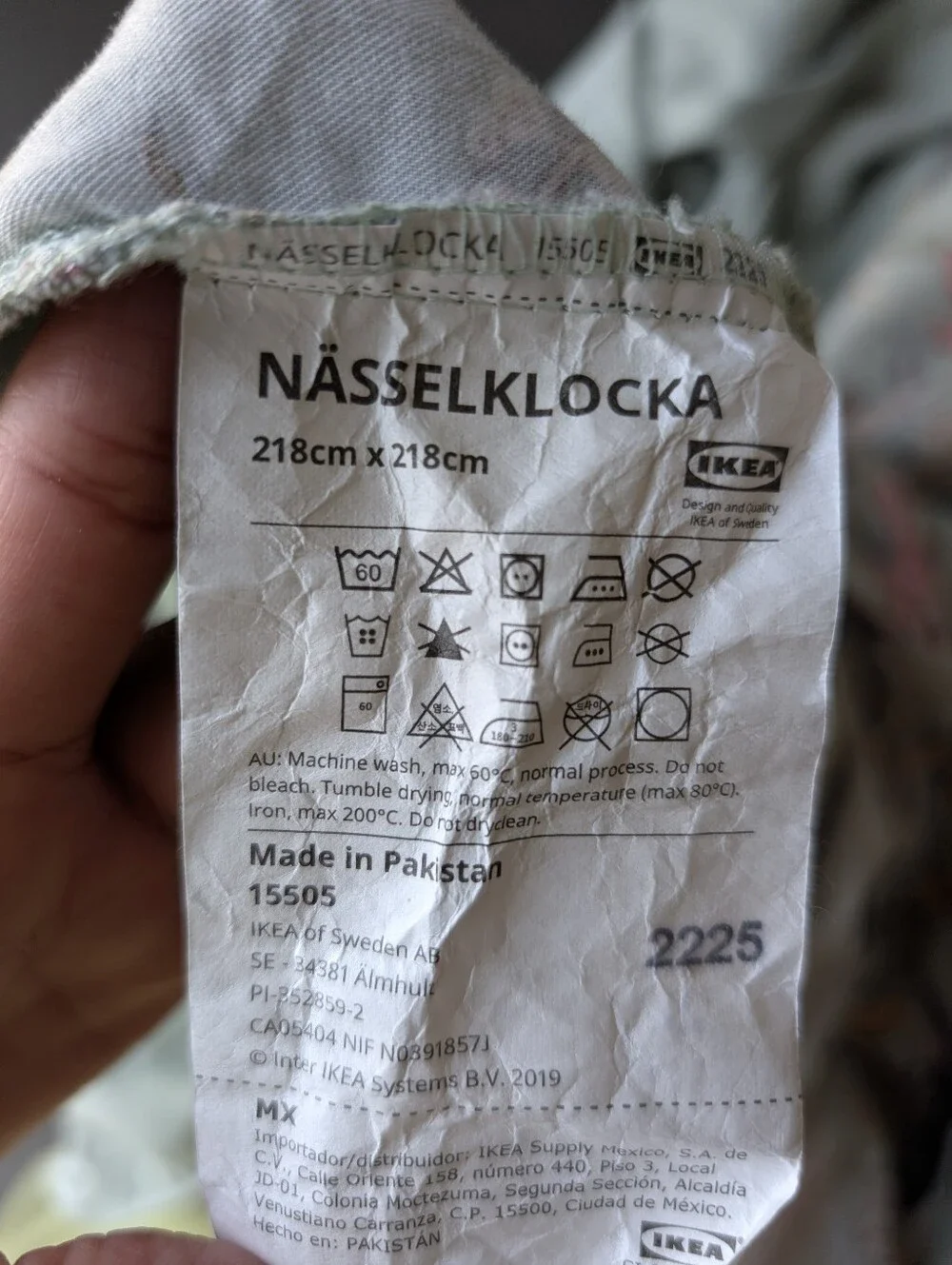 IKEA Nasselklocka Botanic Light Green Duvet Cover Full/Queen Size Cotton Rayon